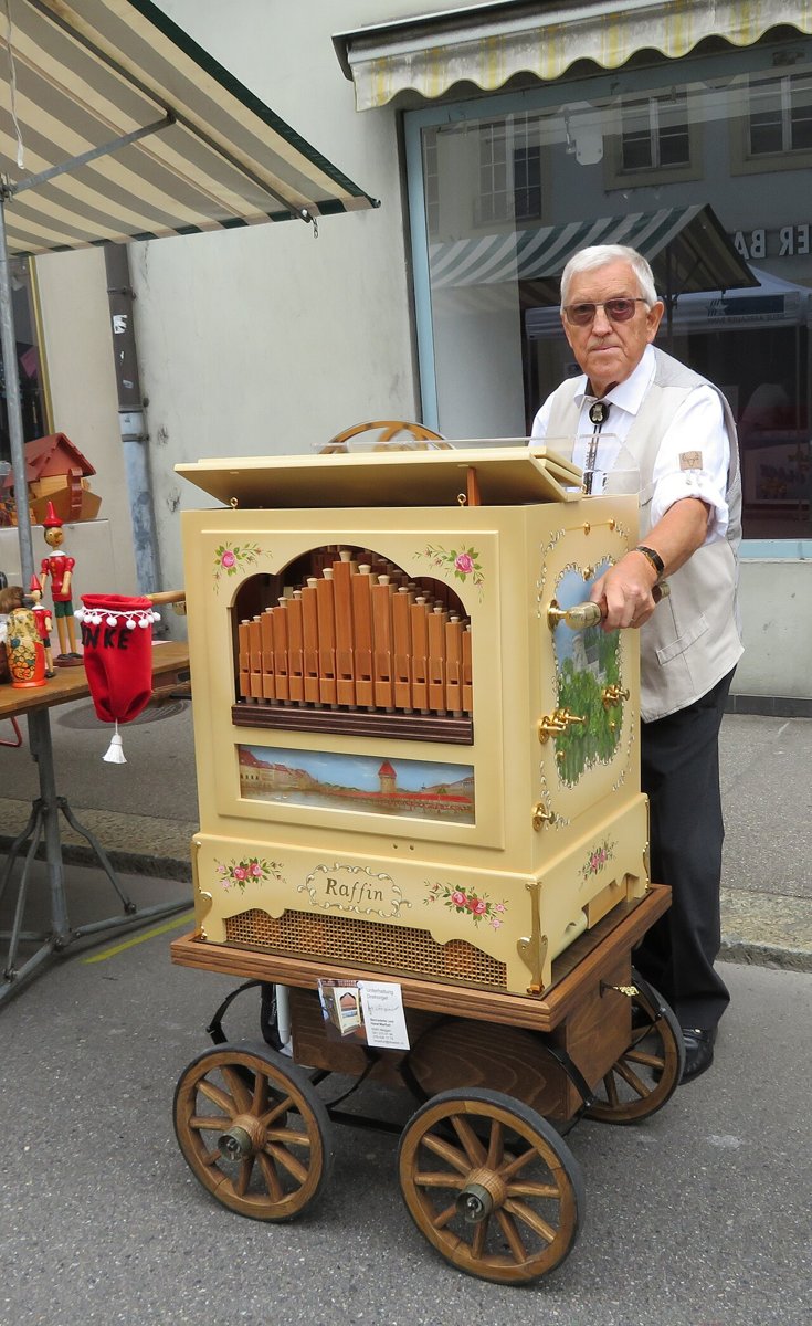 Figure 3 — A modern MIDI-driven busker organ: the spool box is replaced by an SD-card MIDI player feeding a solenoid valve chest