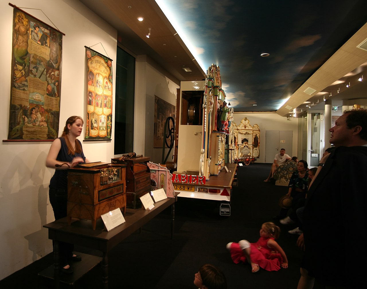 Figure 2 — A montage of the family: an English chamber barrel organ, a Dutch street organ (draaiorgel), a Gavioli fairground organ, a Wurlitzer band organ, a Welte orchestrion, and a modern Raffin busker organ