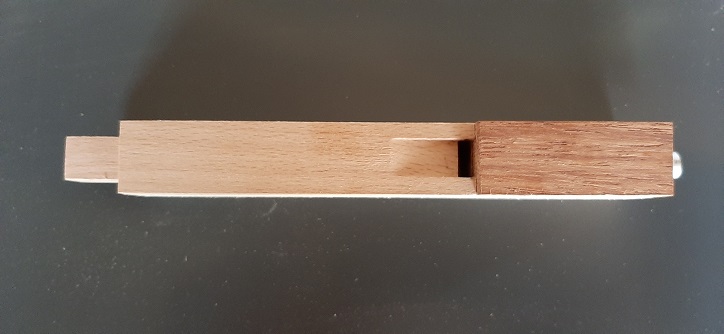 Figure 2 — A home-made square beech flue pipe for a small crank organ; beech is the hobby default for its strength, even grain and decorative front slats.