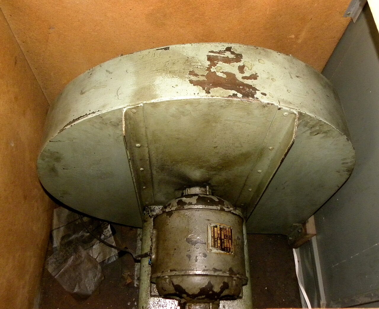 Figure 3 — A modern electric centrifugal organ blower, the raiser stage on virtually all pipe organs built since about 1900: a rotary fan supplying air to the reservoir at working pressure.